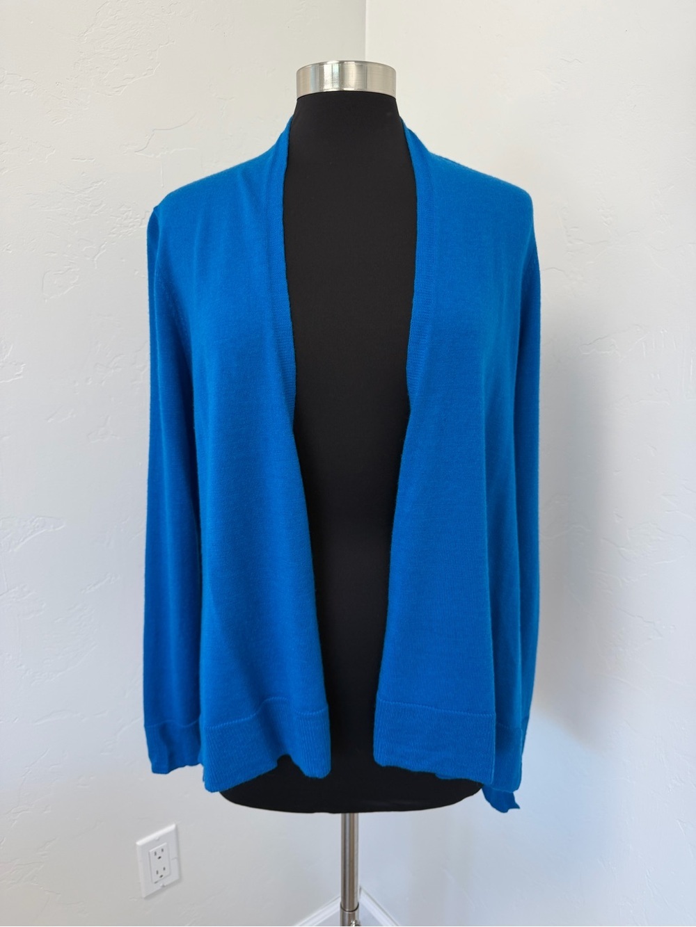 Eileen Fisher Merino Wool Bright Blue Open-Front Cardigan Size S/P